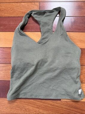Vuori Olive Cropped Tank with Built in Bra
